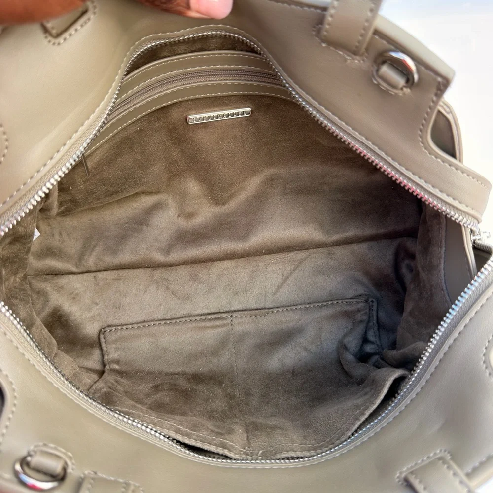 Steve Madden Taupe Satchel with Chain Charm
